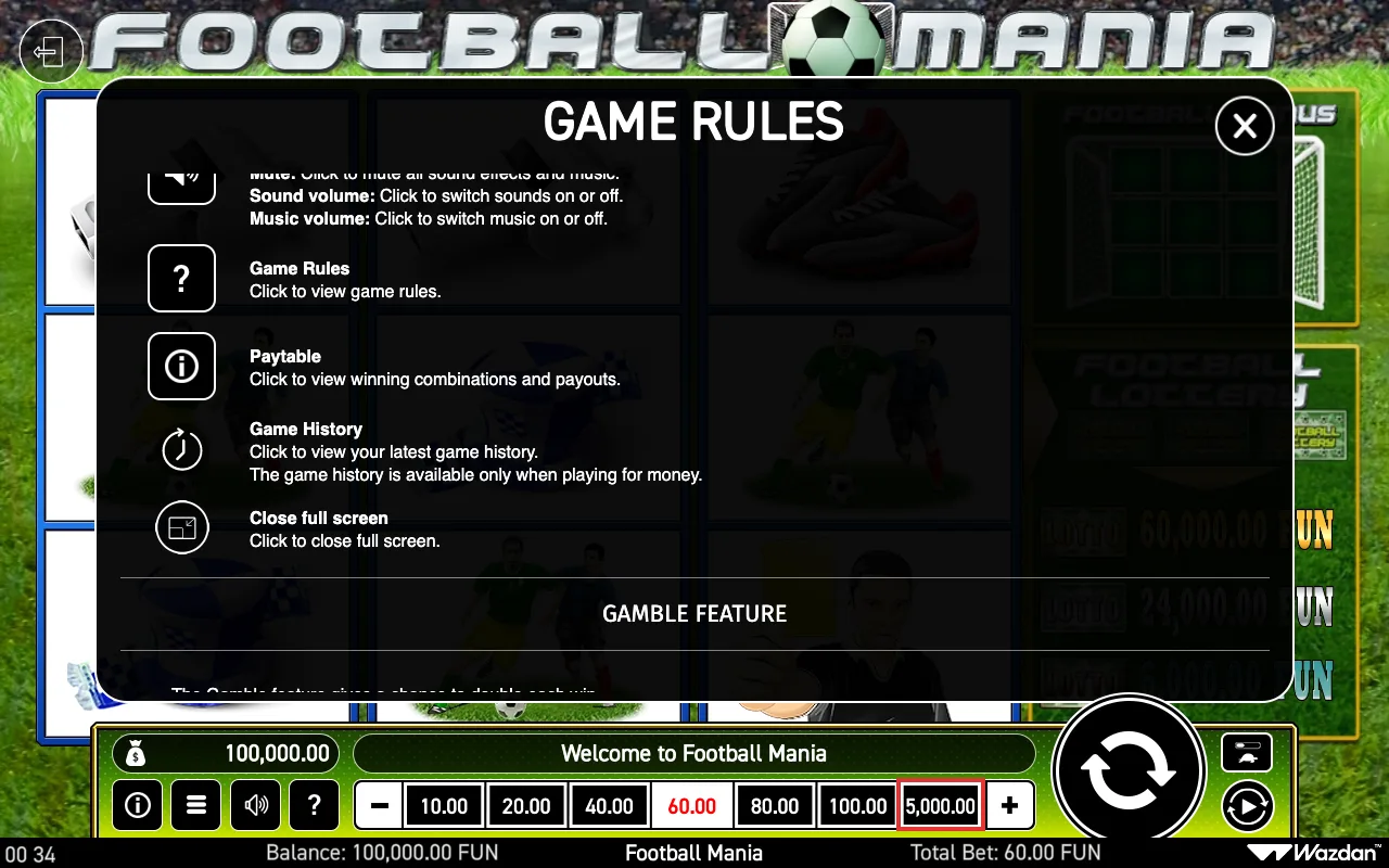 Game rules, page 6 — Football Mania