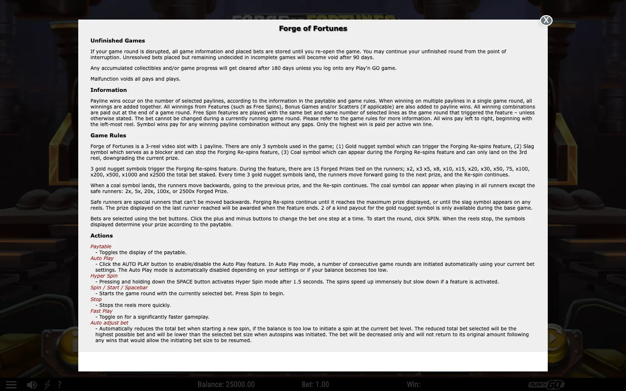 Game rules, page 1 — Forge of Fortunes