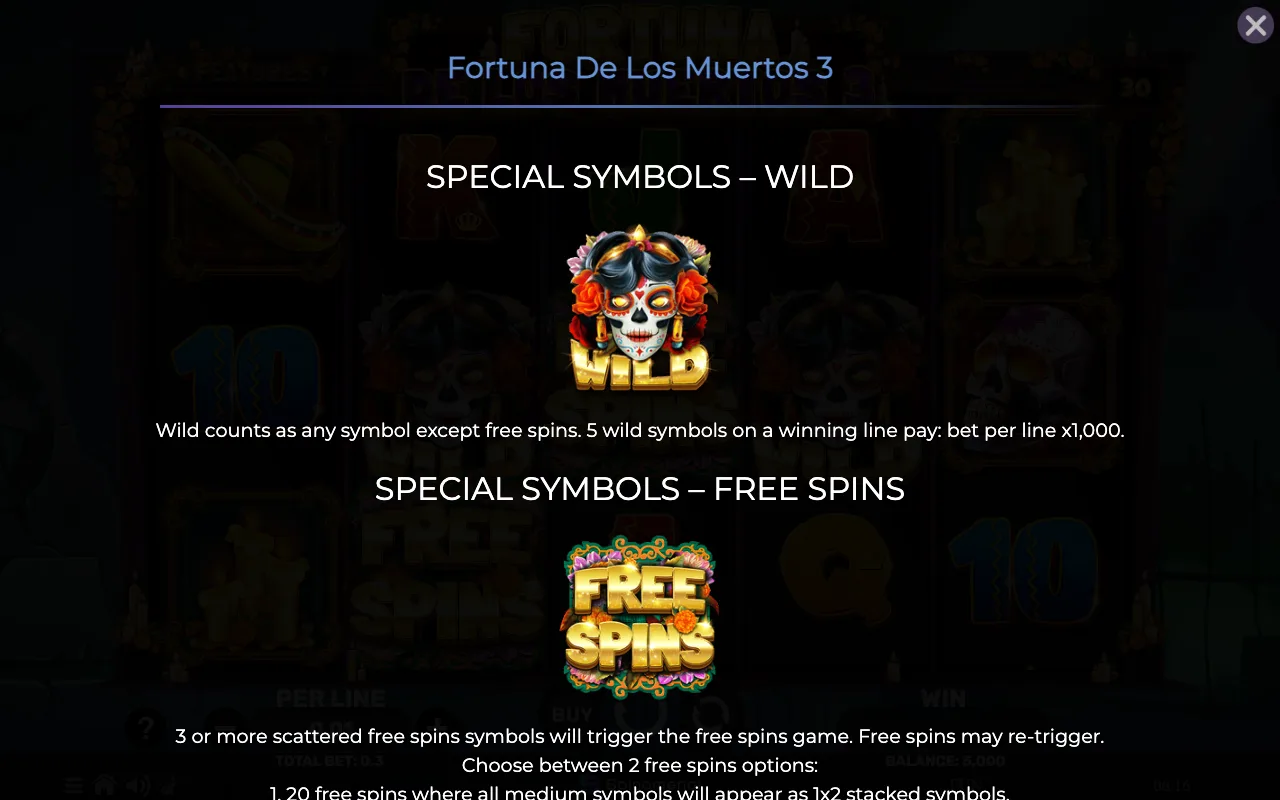 Special symbols - wild — Fortuna de Los Muertos 3