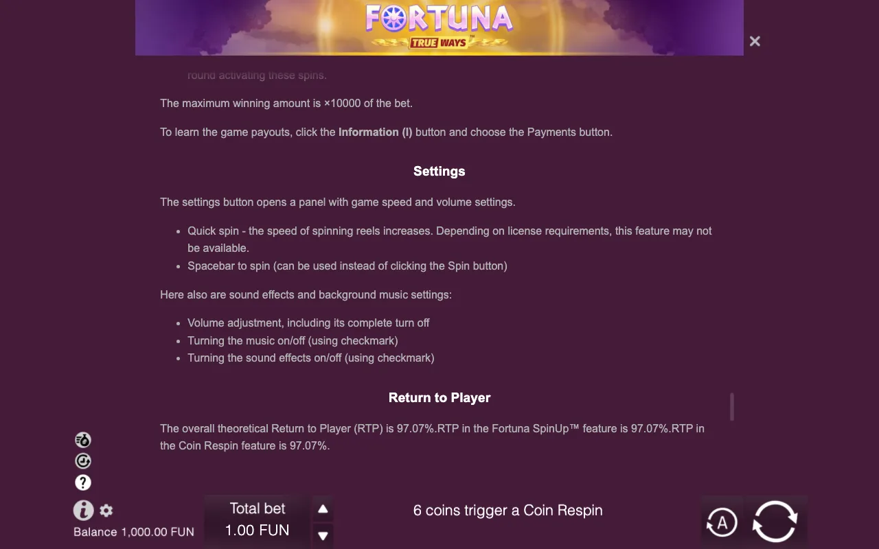 Game rules, page 10 — Fortuna TrueWays