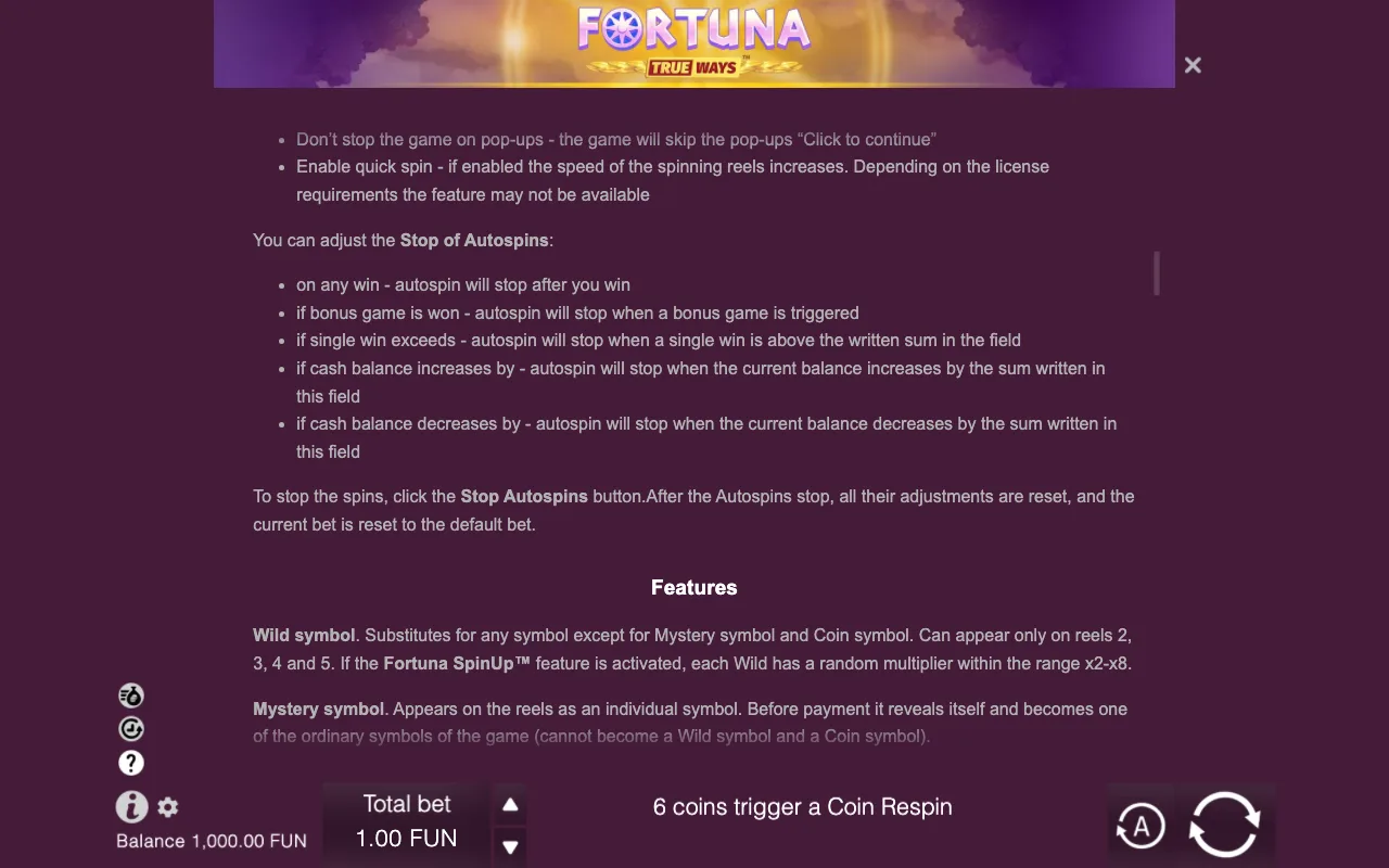 Game rules, page 7 — Fortuna TrueWays