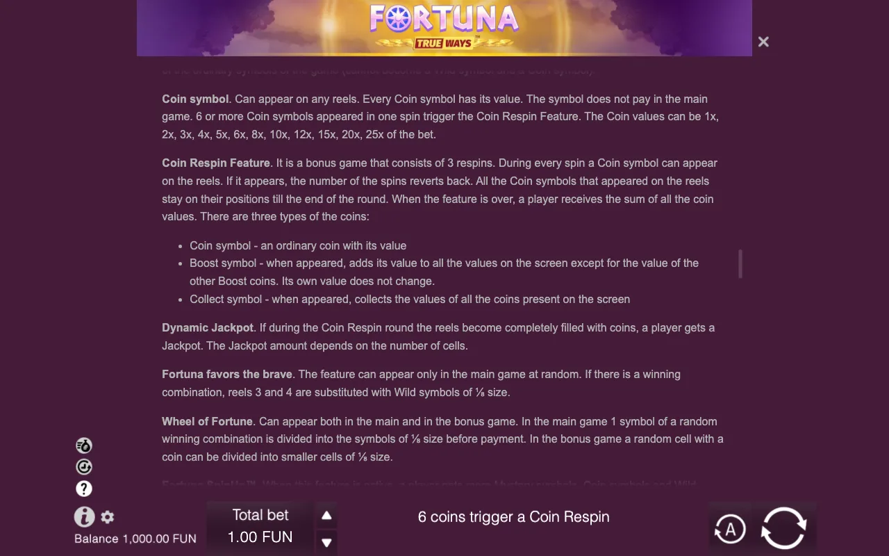 Game rules, page 8 — Fortuna TrueWays