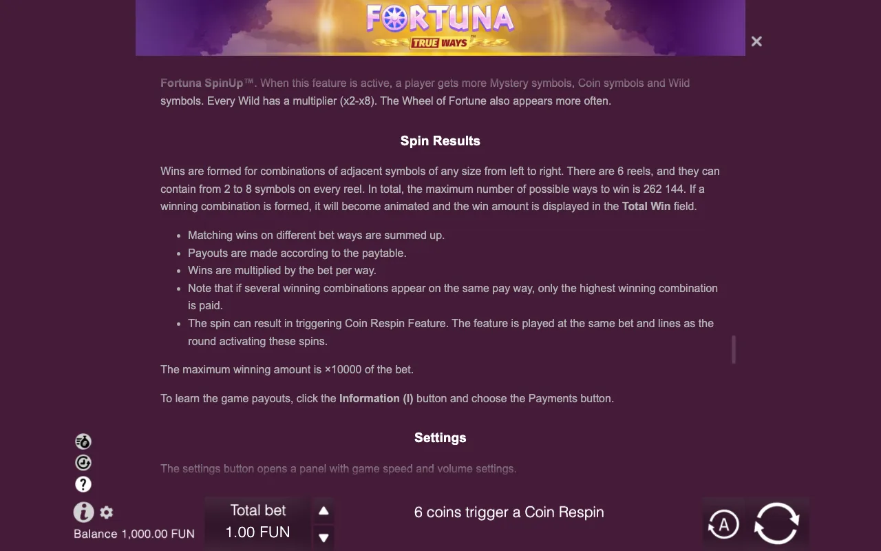 Game rules, page 9 — Fortuna TrueWays
