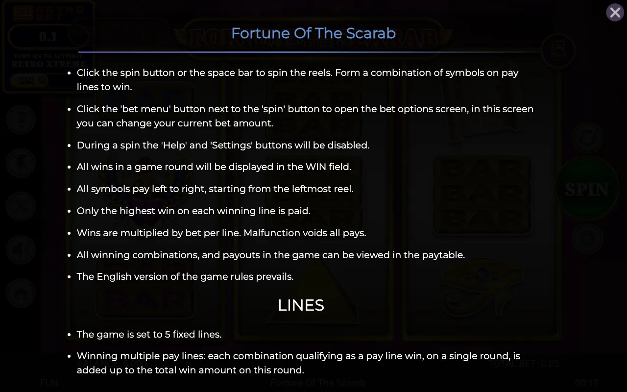 Game rules, page 4 — Fortune of The Scarab