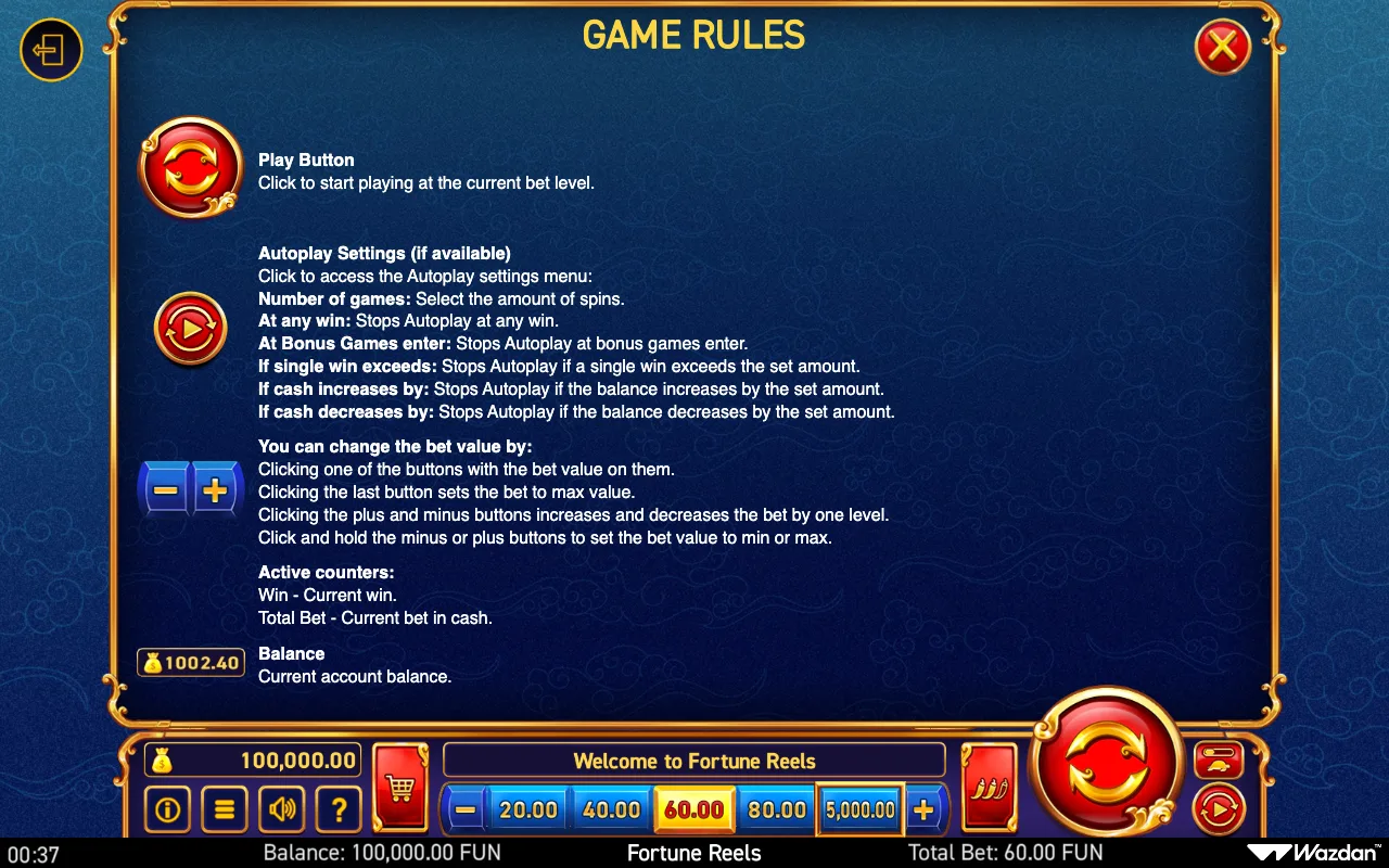 Game rules, page 11 — Fortune Reels