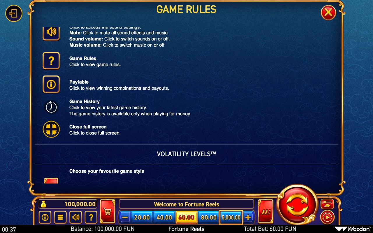 Game rules, page 12 — Fortune Reels