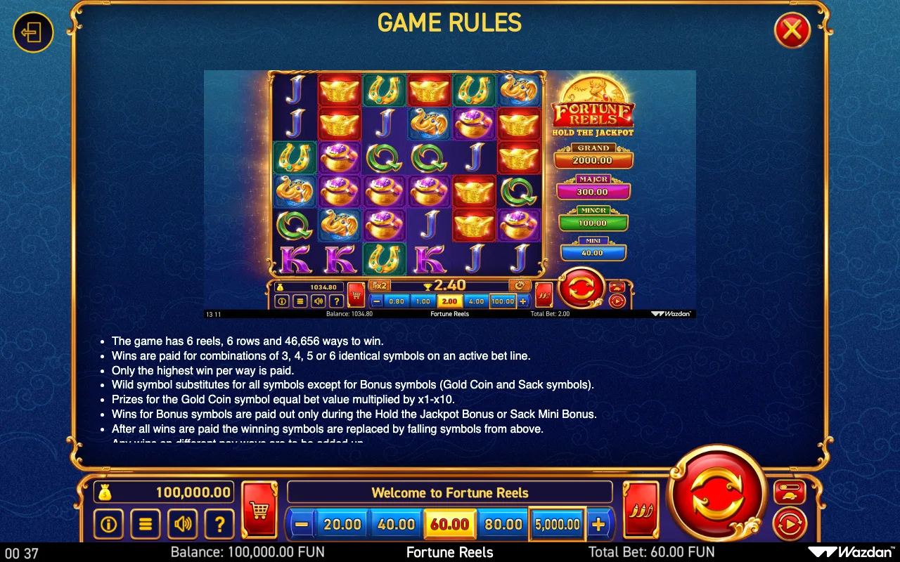 Game rules, page 8 — Fortune Reels