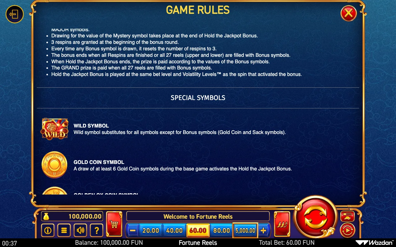 Game rules, page 9 — Fortune Reels