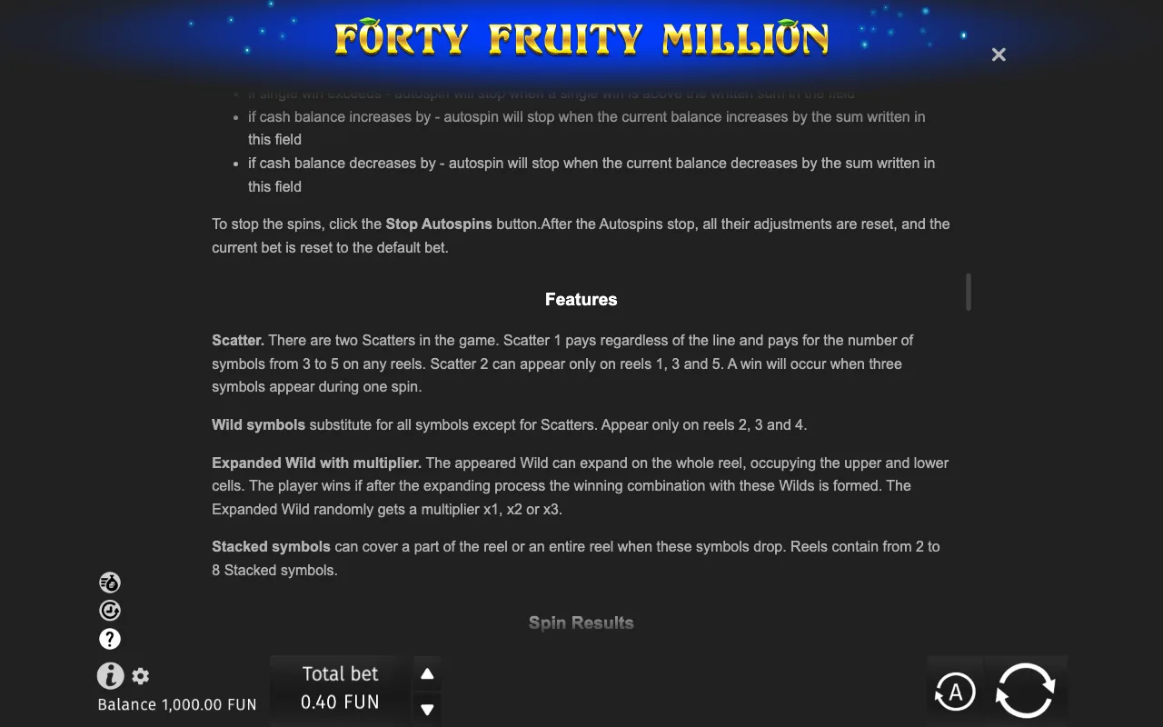Game rules, page 7 — Forty Fruity Million