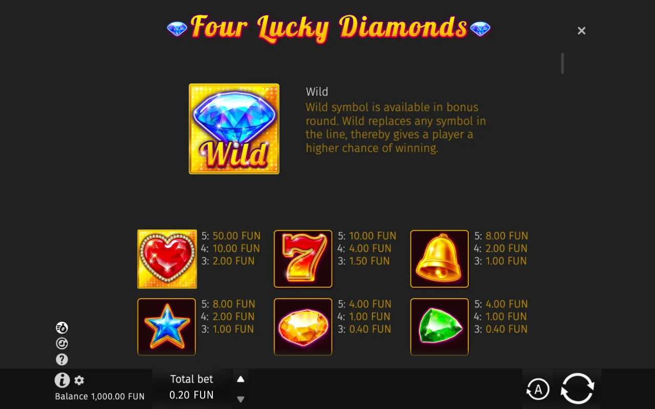 Game rules, page 1 — Four Lucky Diamonds