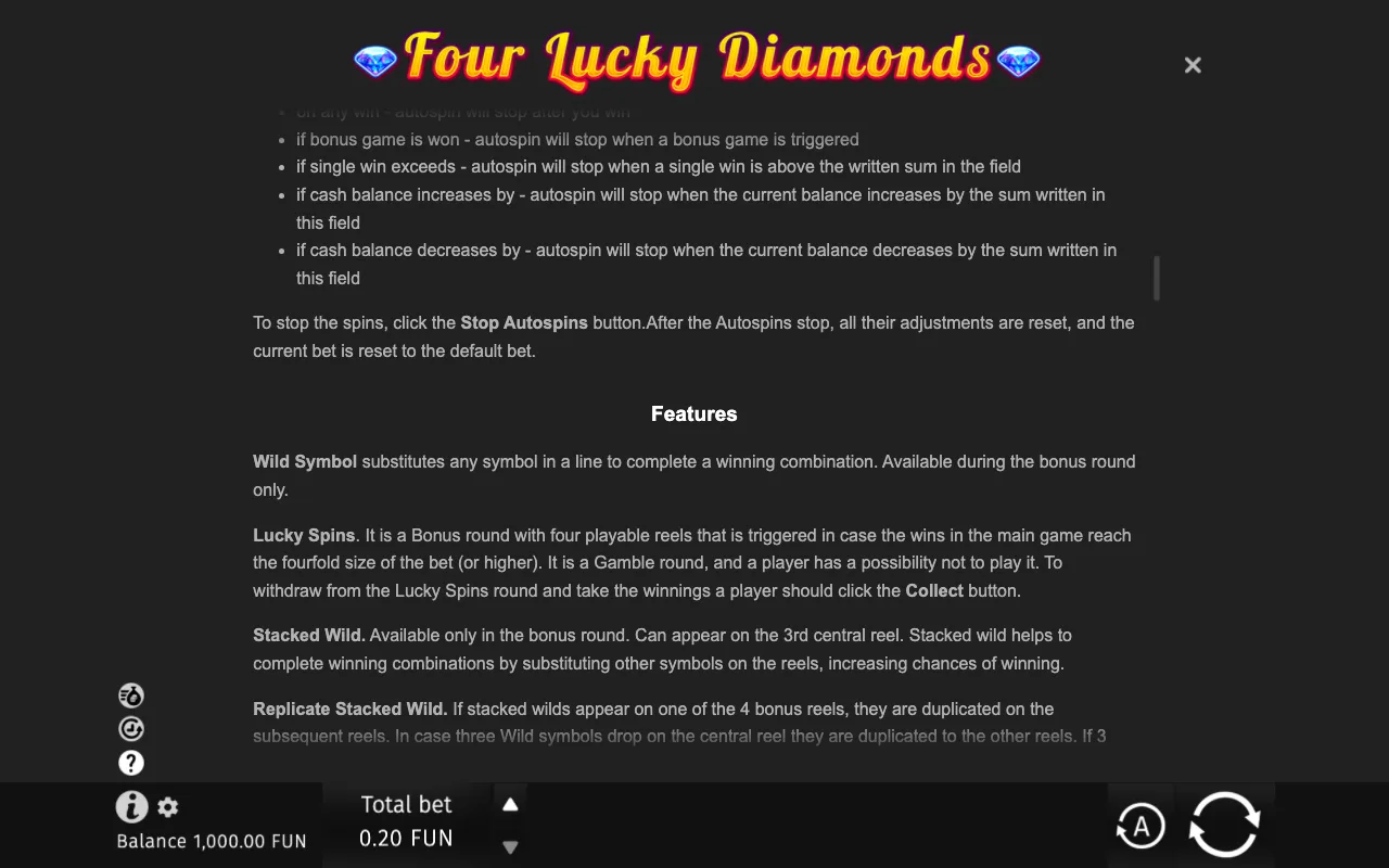 Game rules, page 7 — Four Lucky Diamonds