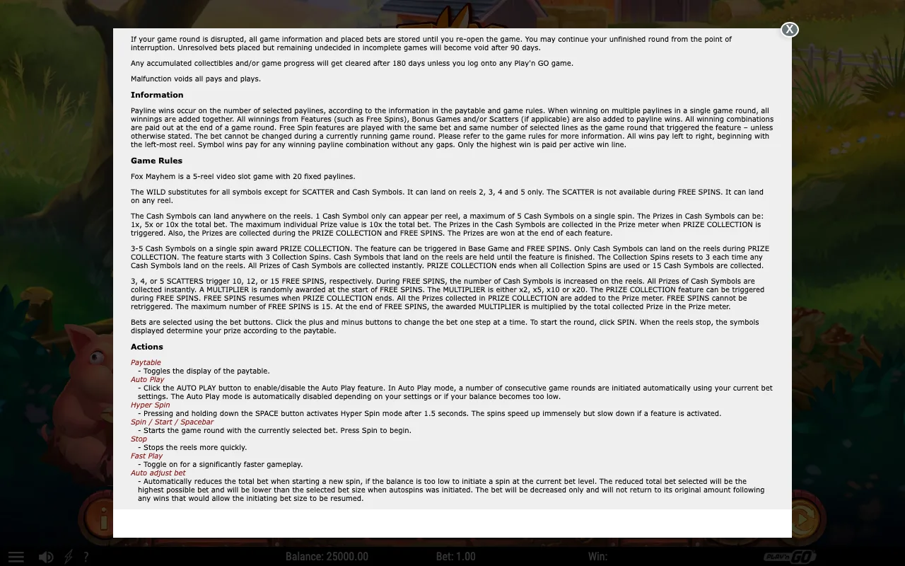 Game rules, page 2 — Fox Mayhem