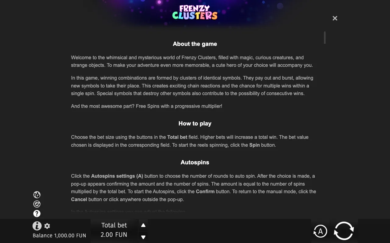 Game rules, page 6 — Frenzy Clusters