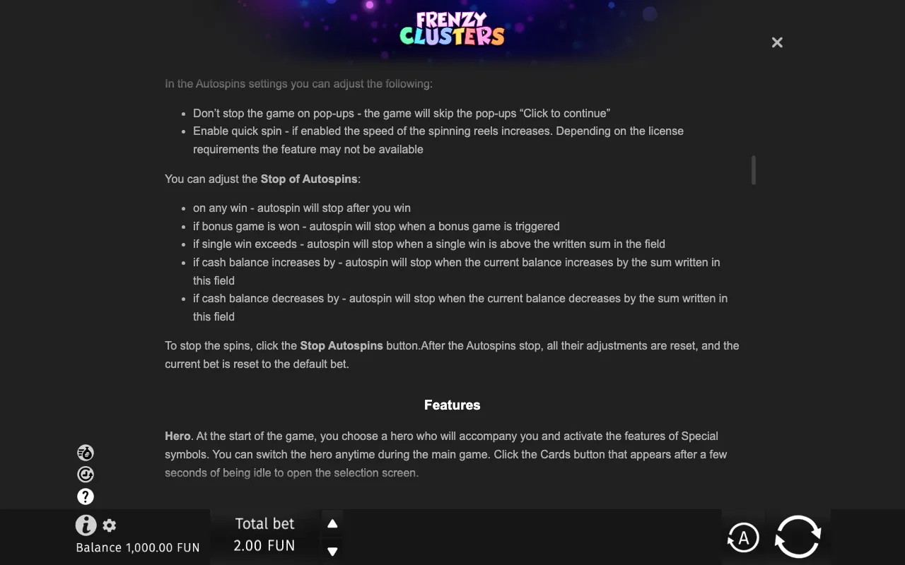 Game rules, page 7 — Frenzy Clusters