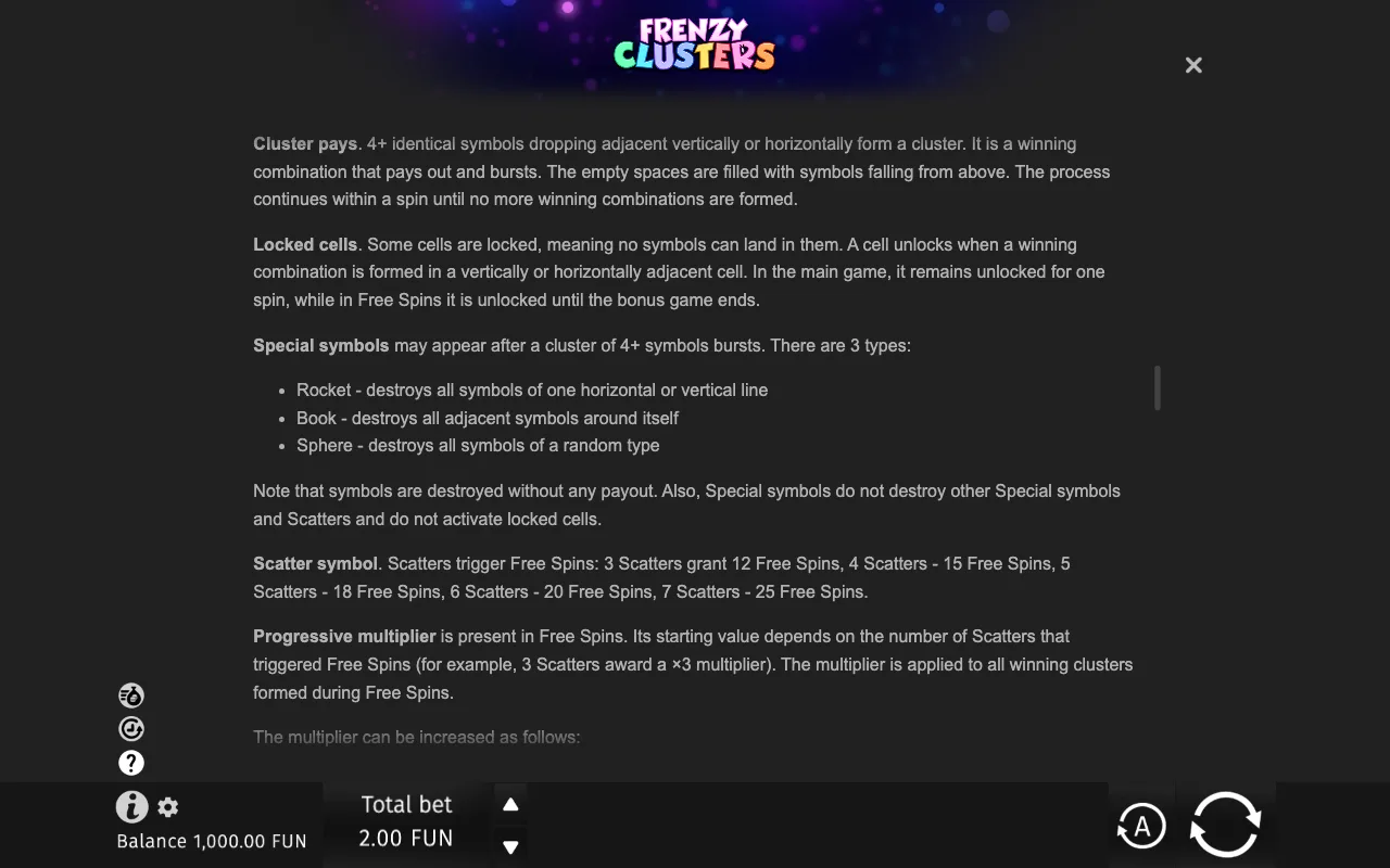 Game rules, page 8 — Frenzy Clusters