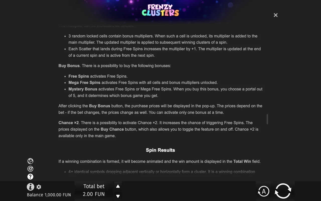 Game rules, page 9 — Frenzy Clusters