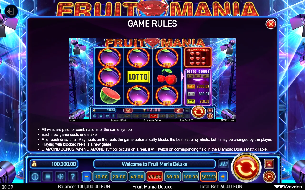 Game rules, page 2 — Fruit Mania Deluxe