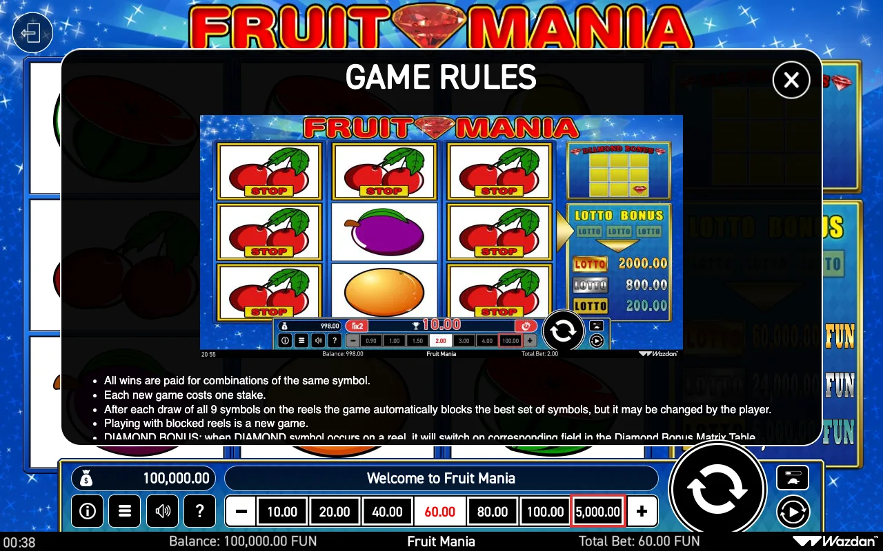 Game rules, page 2 — Fruit Mania