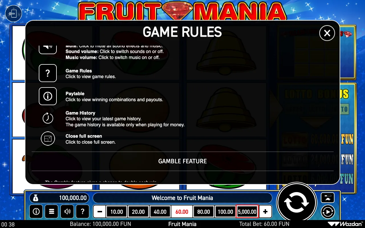 Game rules, page 6 — Fruit Mania