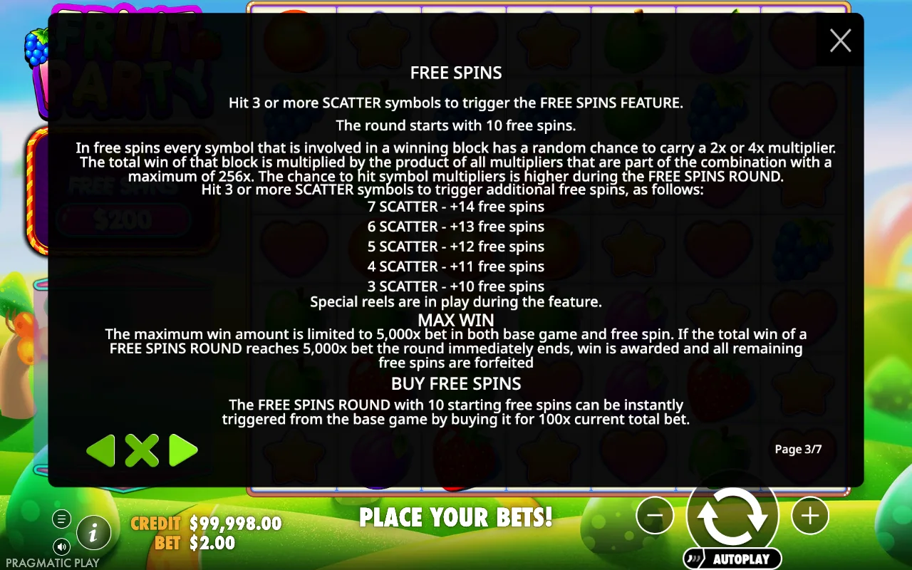 Free spins — Fruit Party