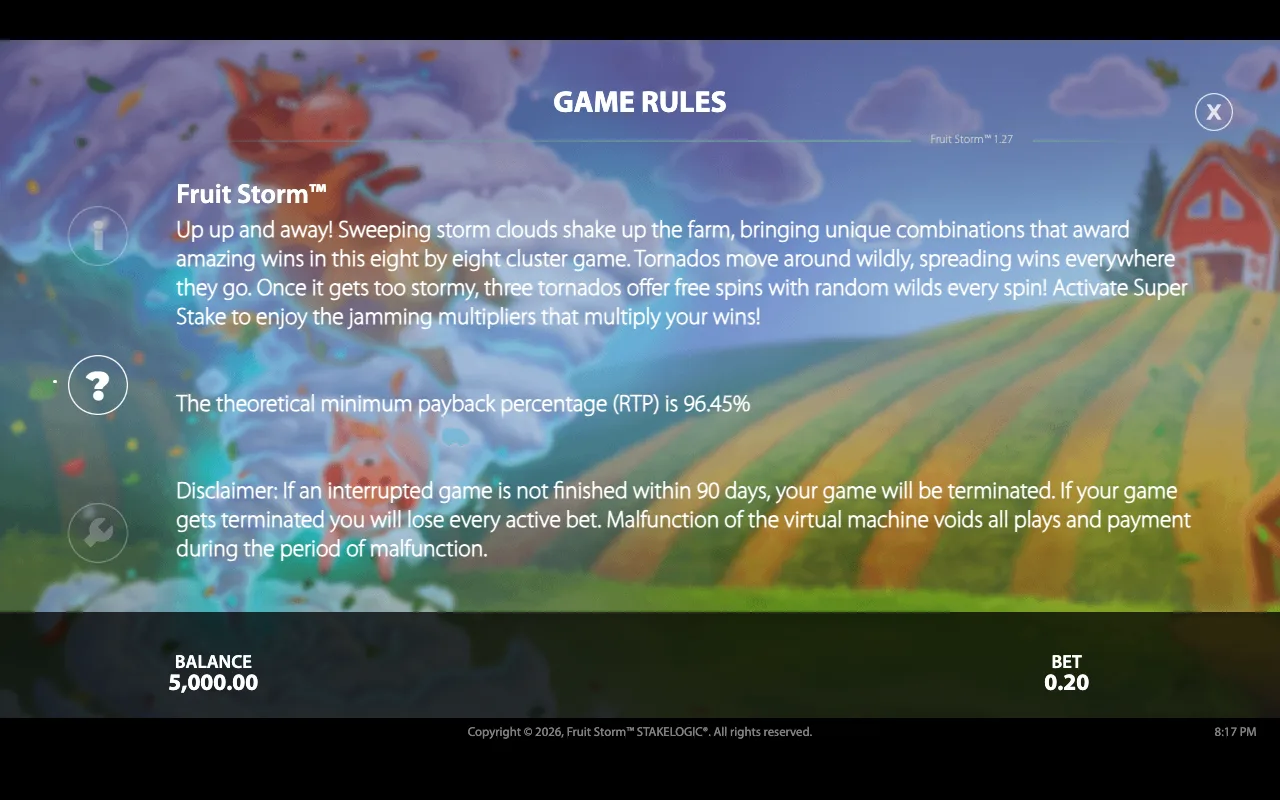 Game rules, page 2 — Fruit Storm