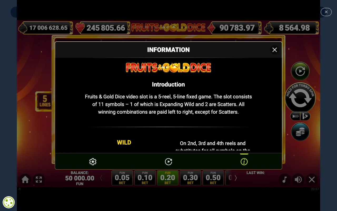 Game rules, page 1 — Fruits And Gold Dice
