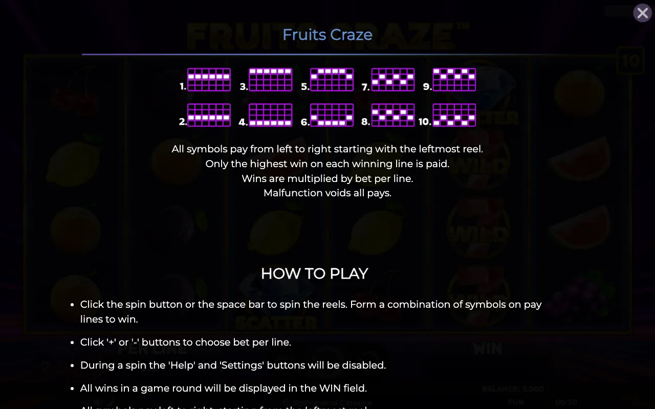 Game rules, page 3 — Fruits Craze