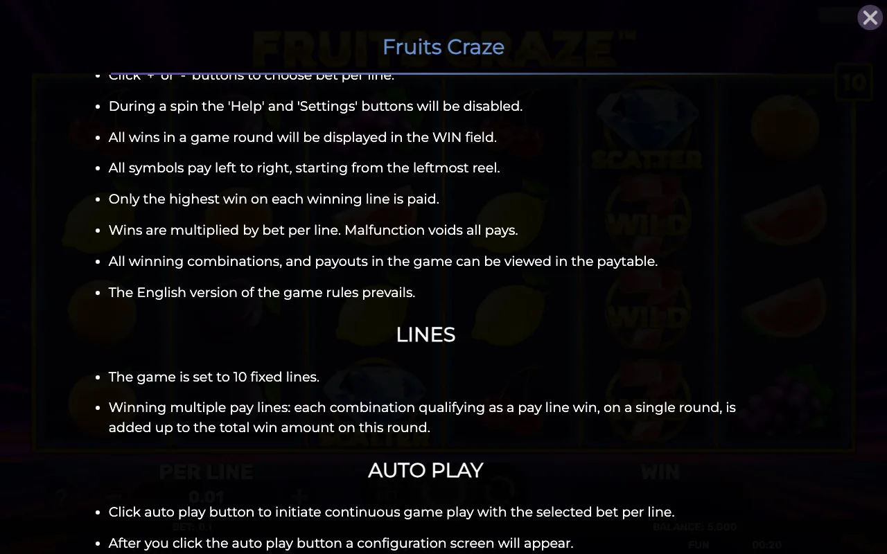 Game rules, page 4 — Fruits Craze