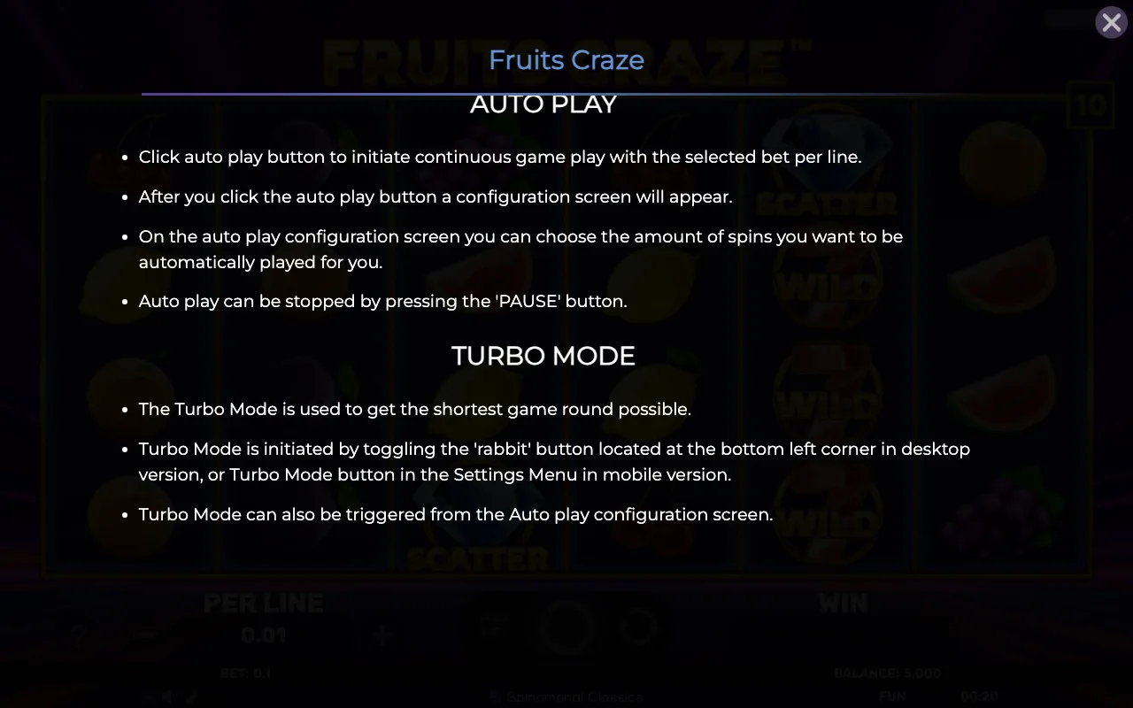 Game rules, page 5 — Fruits Craze