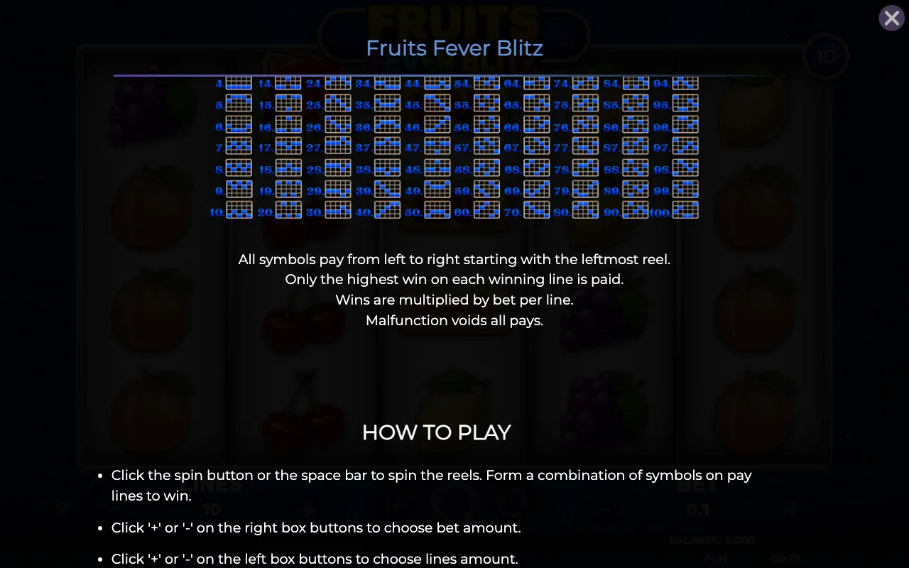 Game rules, page 3 — Fruits Fever Blitz