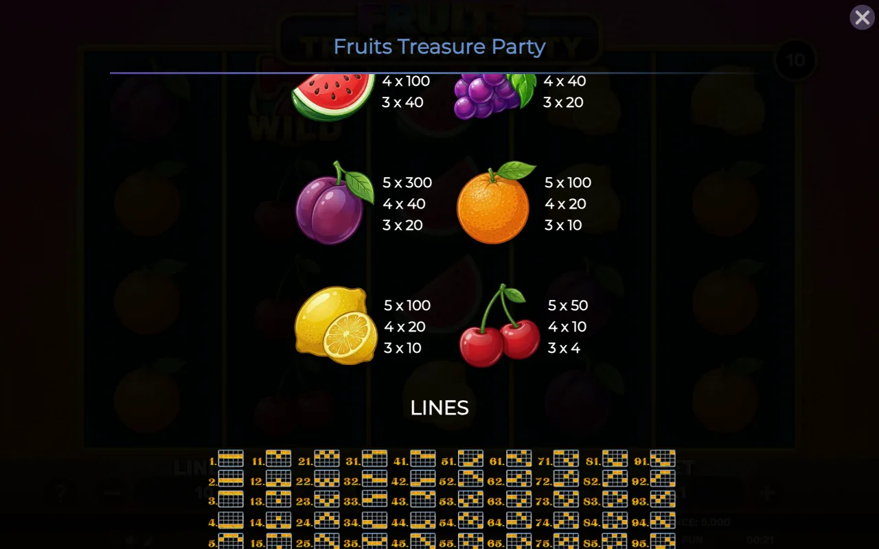 Game rules, page 2 — Fruits Treasure Party