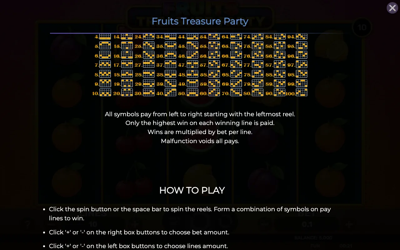 Game rules, page 3 — Fruits Treasure Party