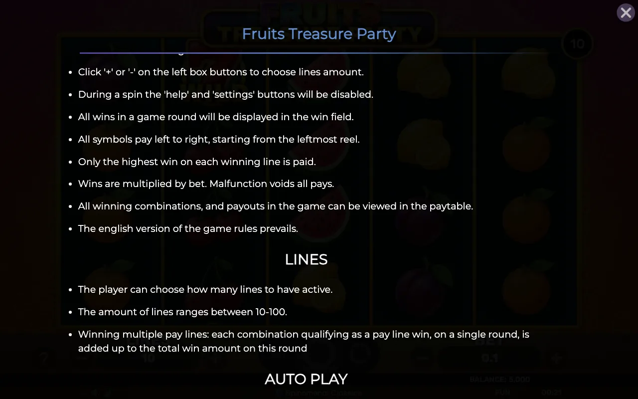 Game rules, page 4 — Fruits Treasure Party