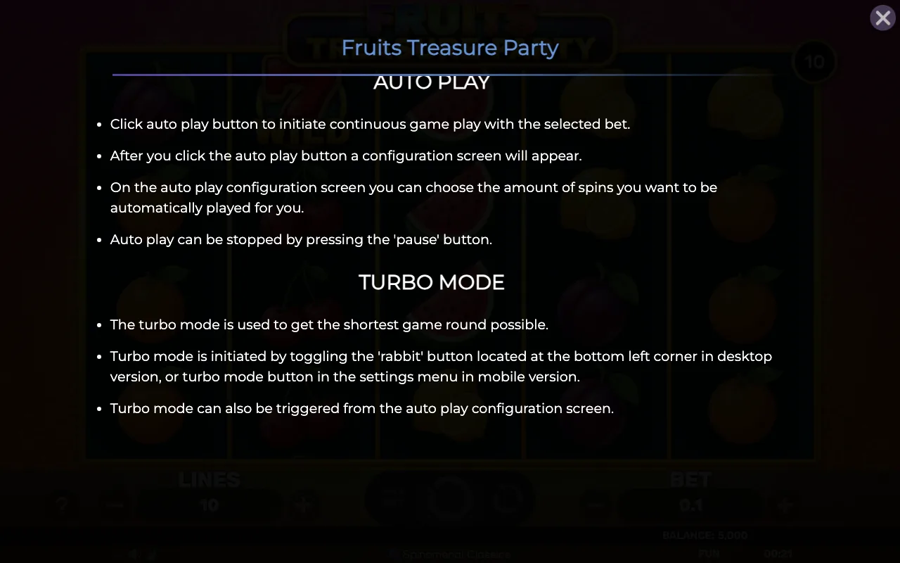 Game rules, page 5 — Fruits Treasure Party