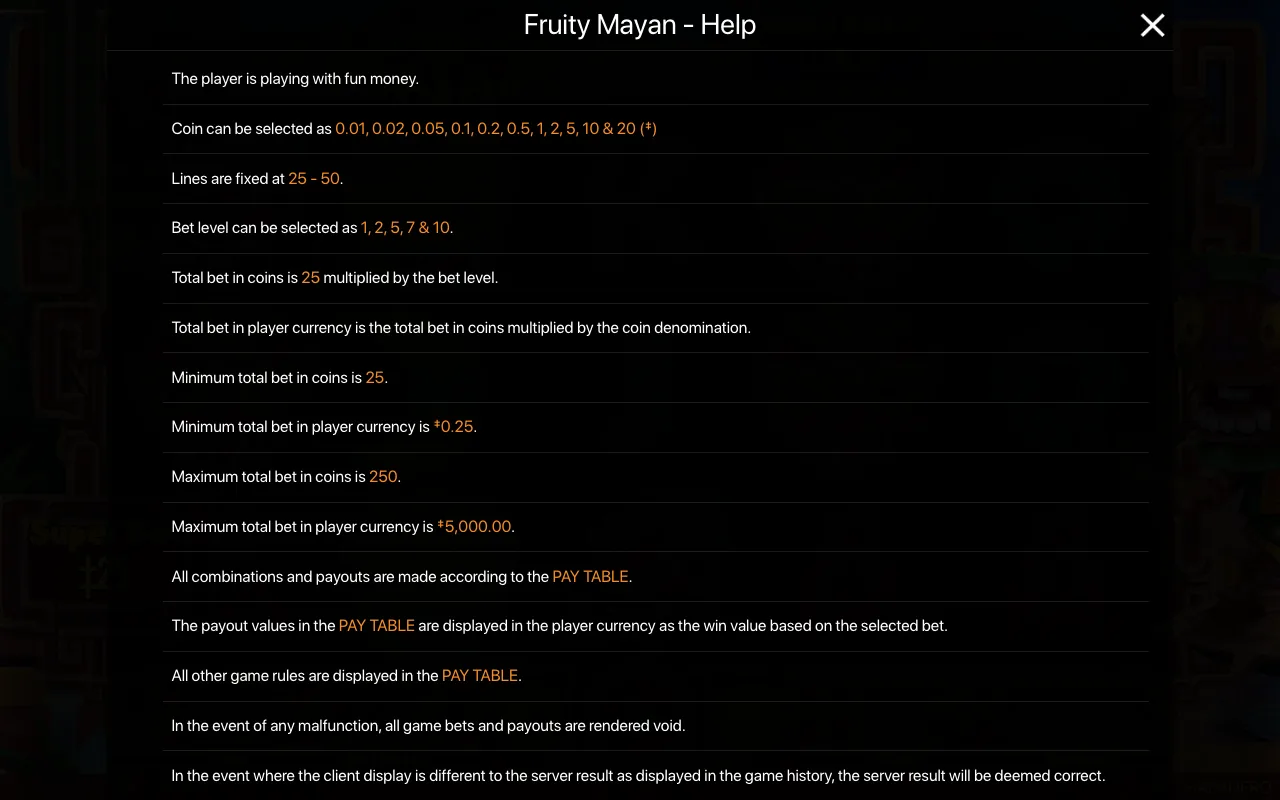 Game rules, page 1 — Fruity Mayan