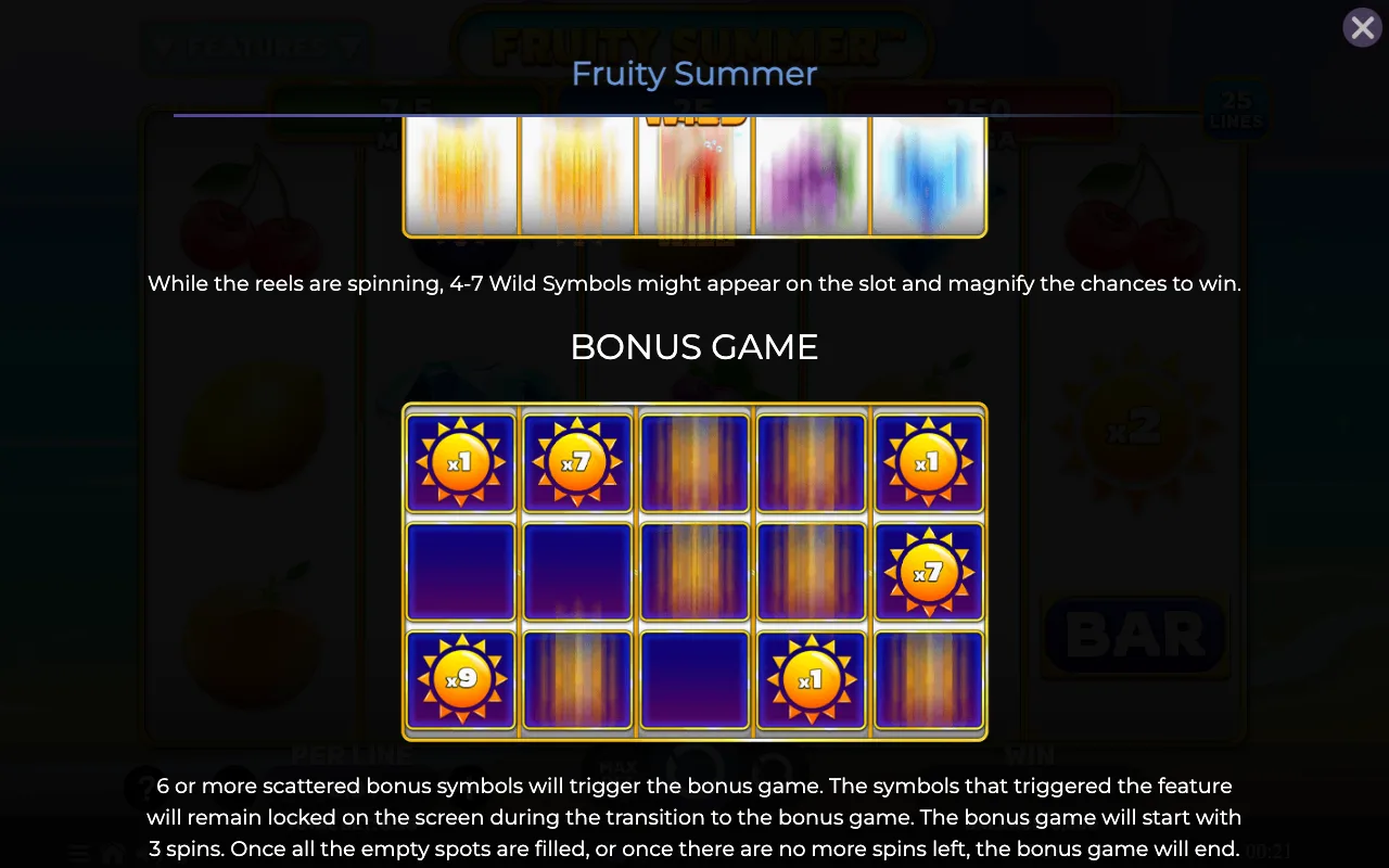 Bonus game — Fruity Summer