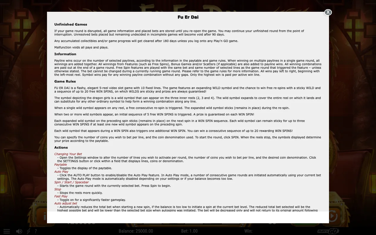 Game rules, page 1 — Fu Er Dai