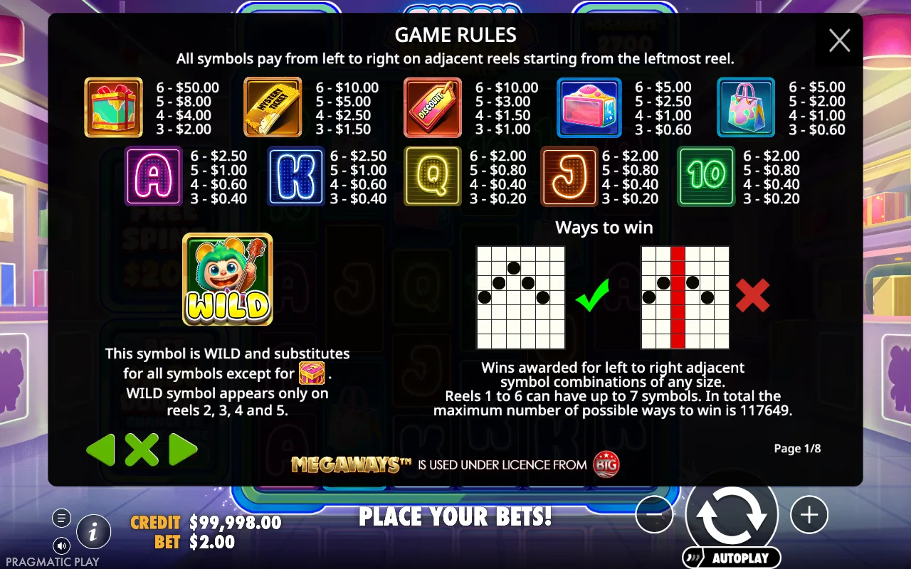 Game rules, page 1 — Furry Bonanza Megaways