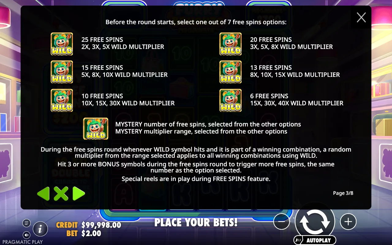 Game rules, page 3 — Furry Bonanza Megaways
