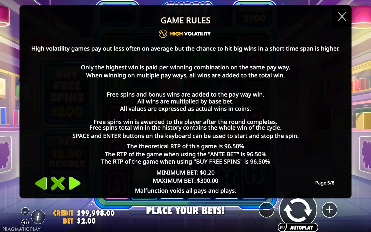 Game rules — Furry Bonanza Megaways