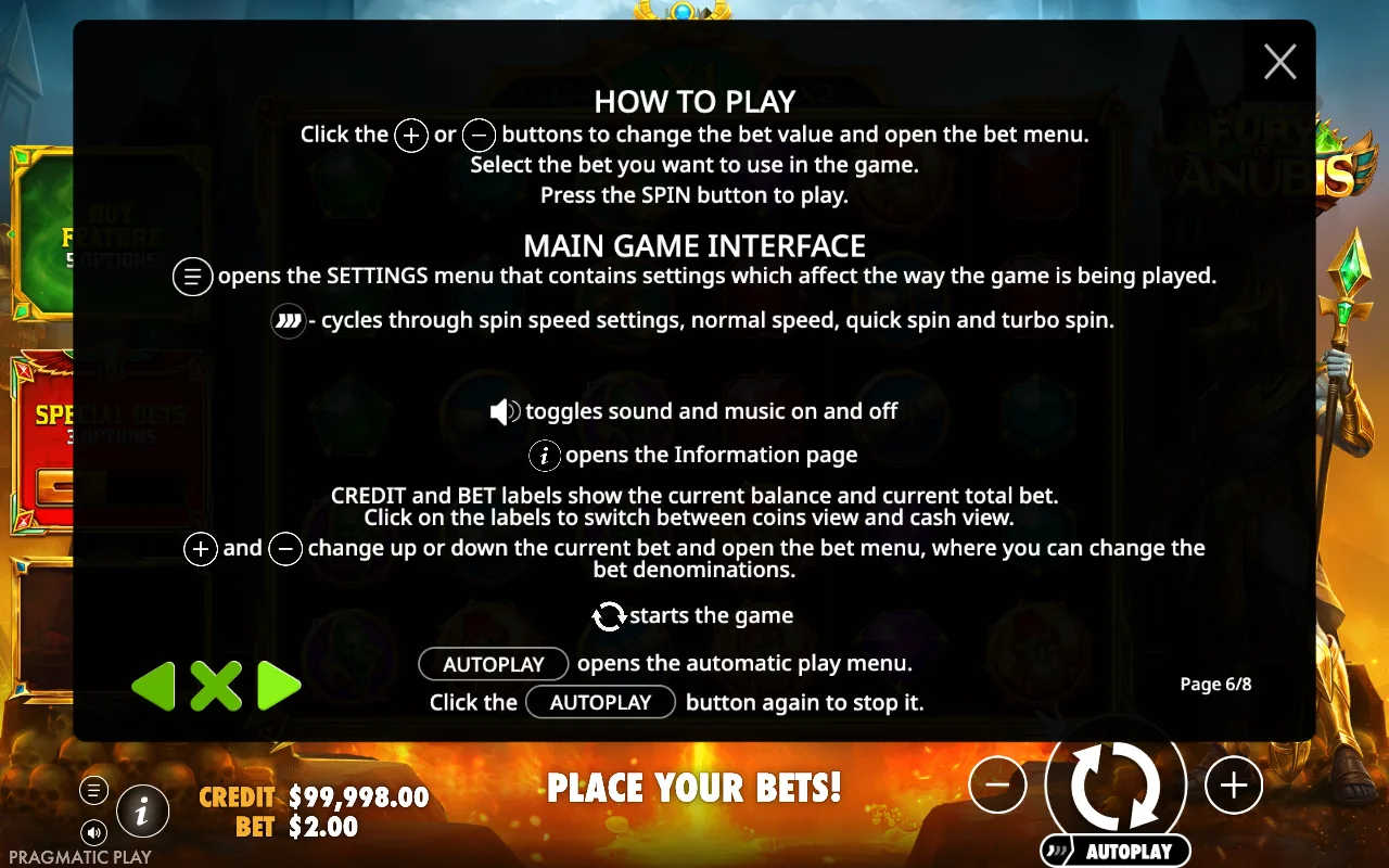 How to play — Fury of Anubis