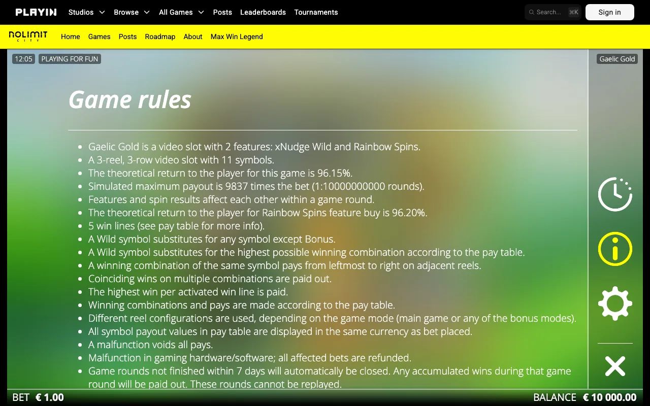 Game rules, page 1 — Gaelic Gold