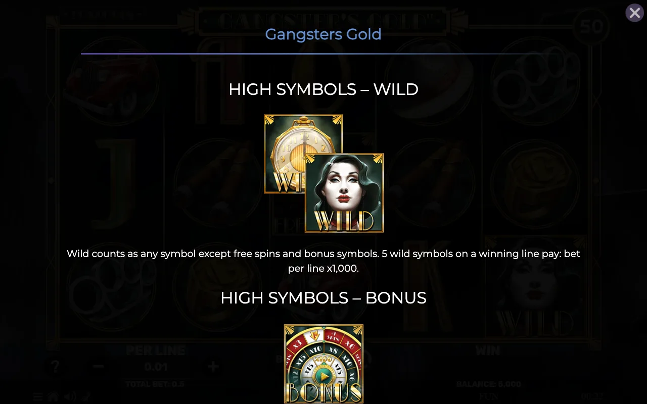 High symbols - wild — Gangsters Gold