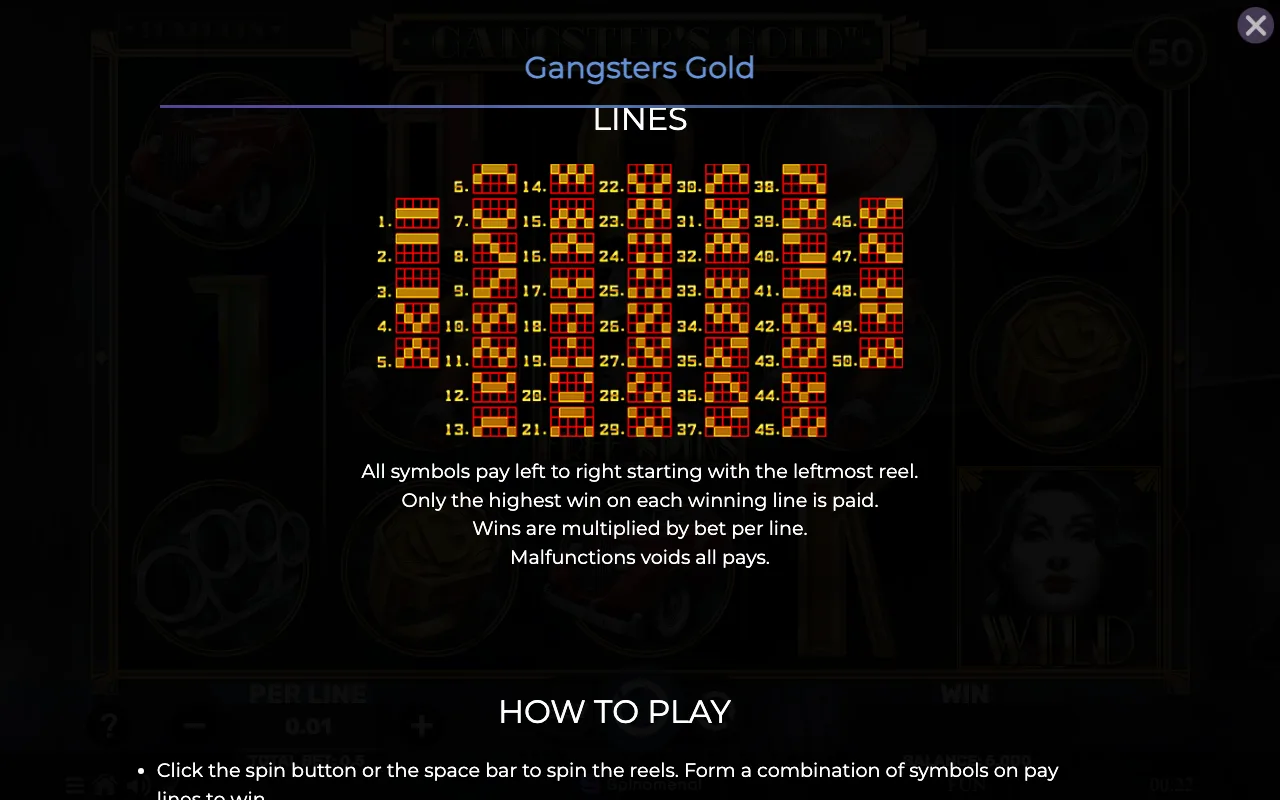 Game rules, page 6 — Gangsters Gold