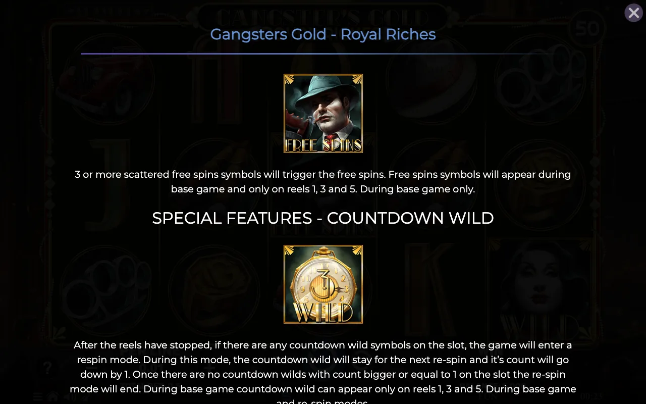 Game rules, page 2 — Gangsters Gold Royal Riches