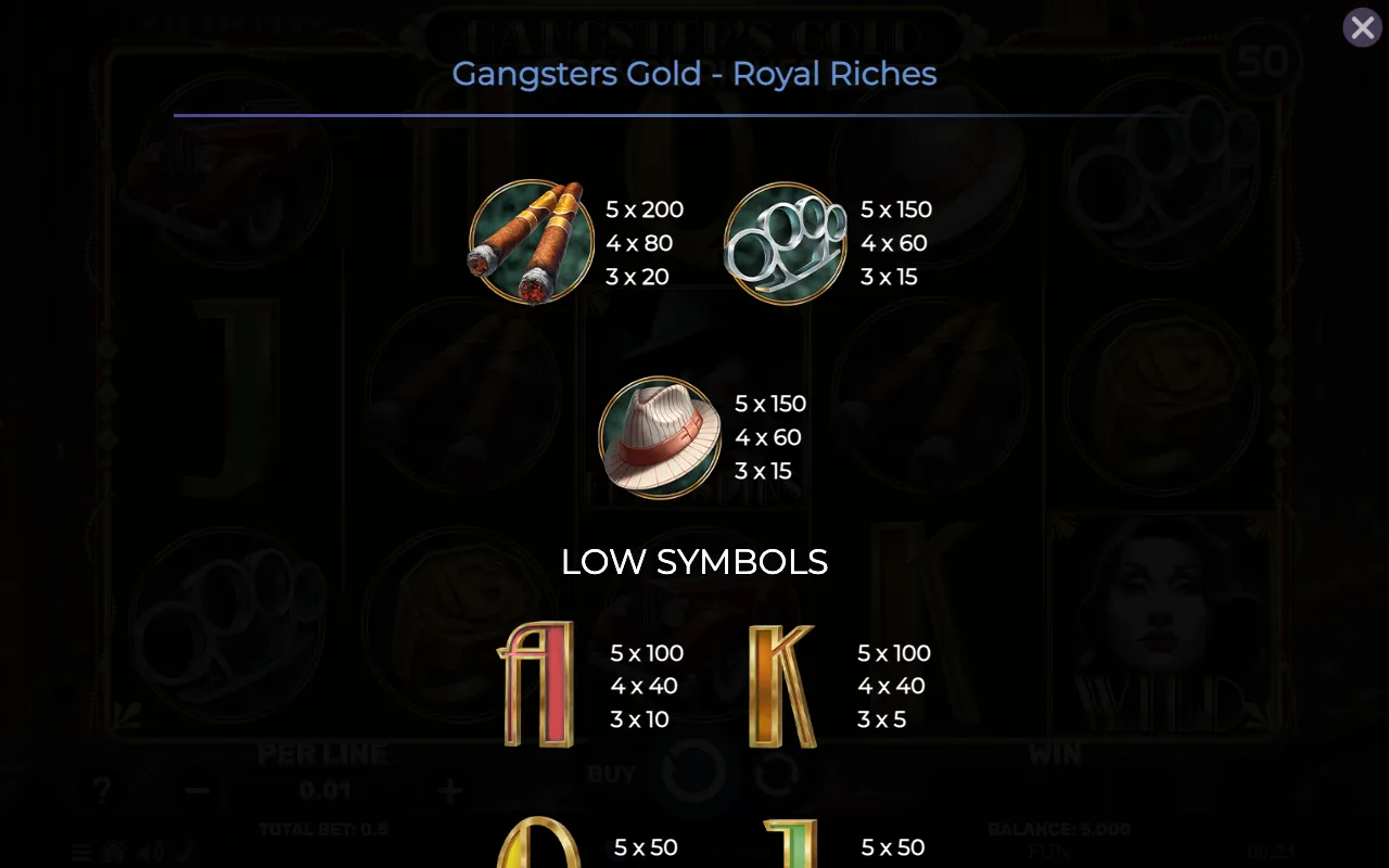 Game rules, page 5 — Gangsters Gold Royal Riches