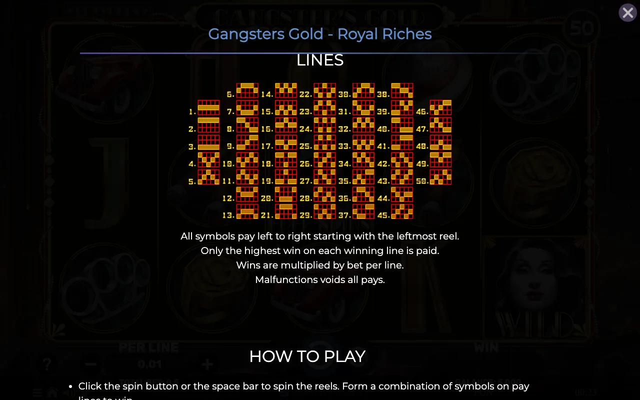 Game rules, page 6 — Gangsters Gold Royal Riches
