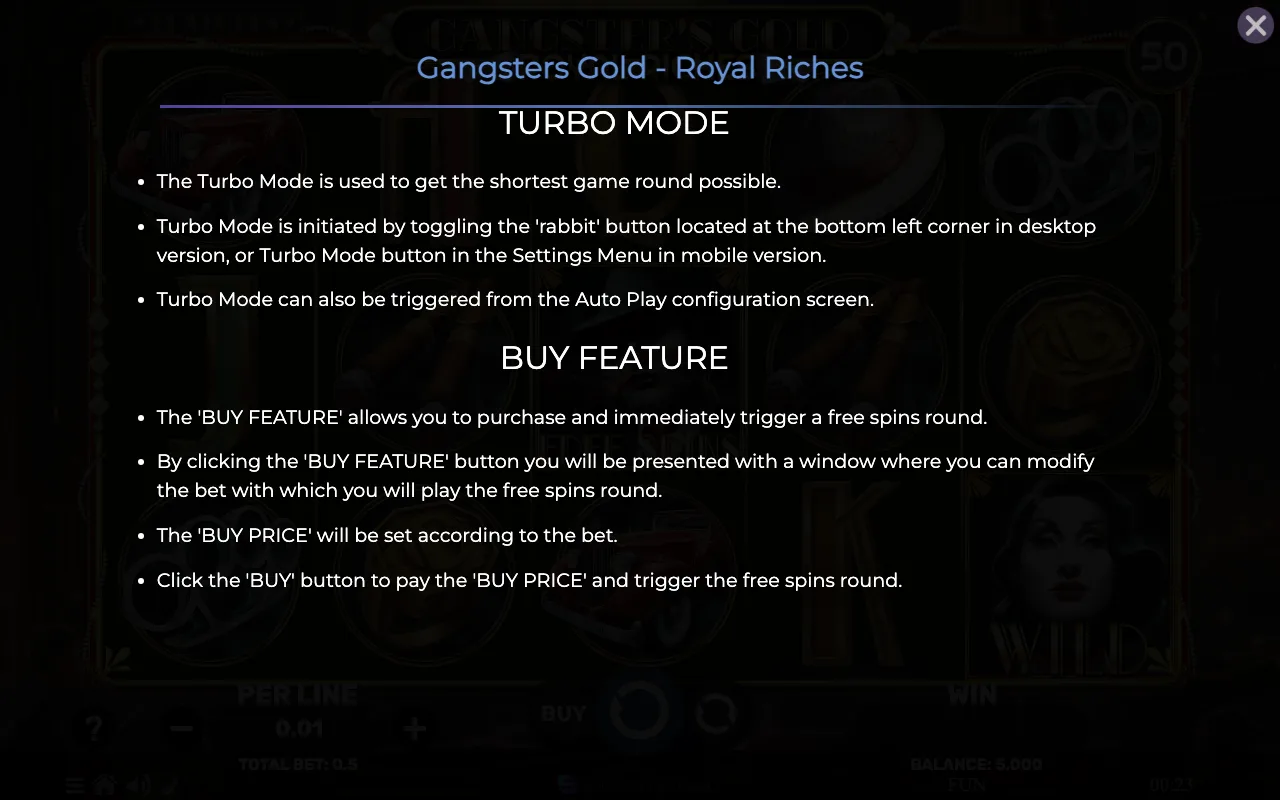 Game rules, page 8 — Gangsters Gold Royal Riches
