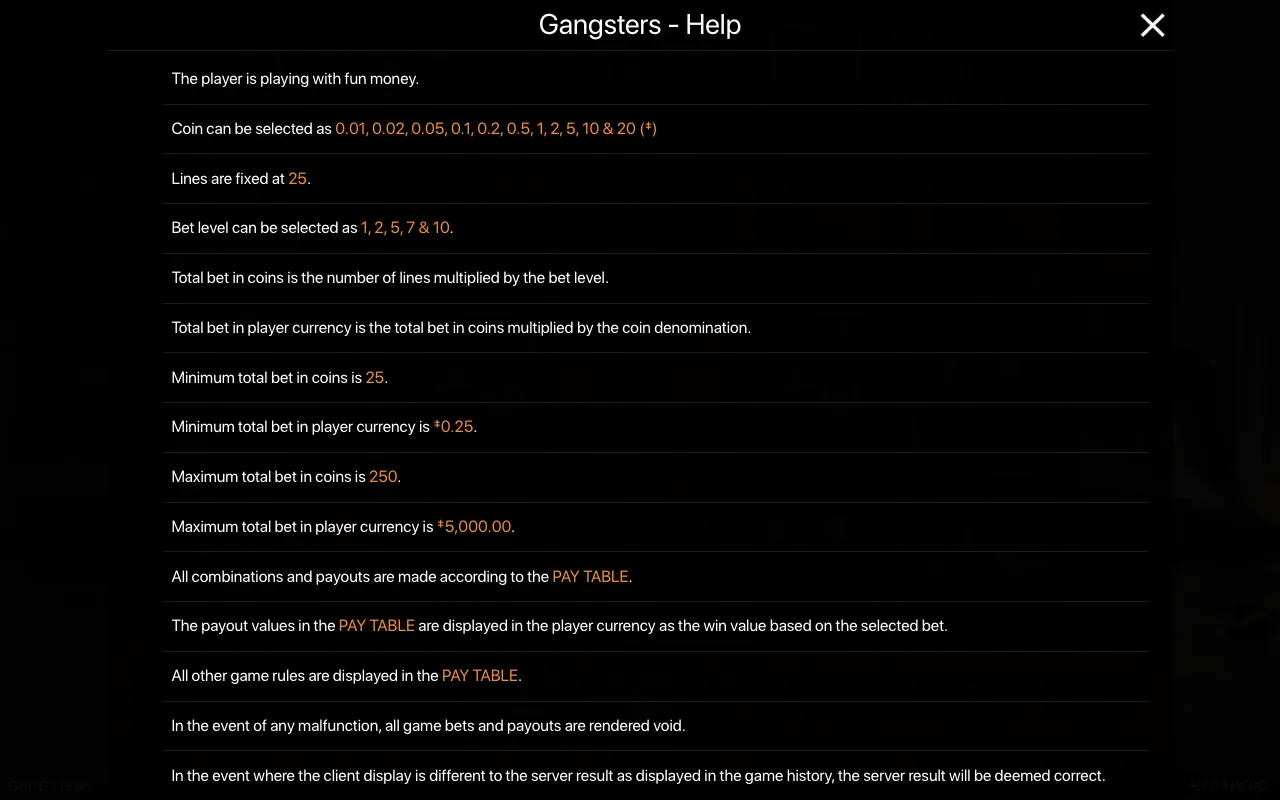 Spielregeln, Seite 1 — Gangsters