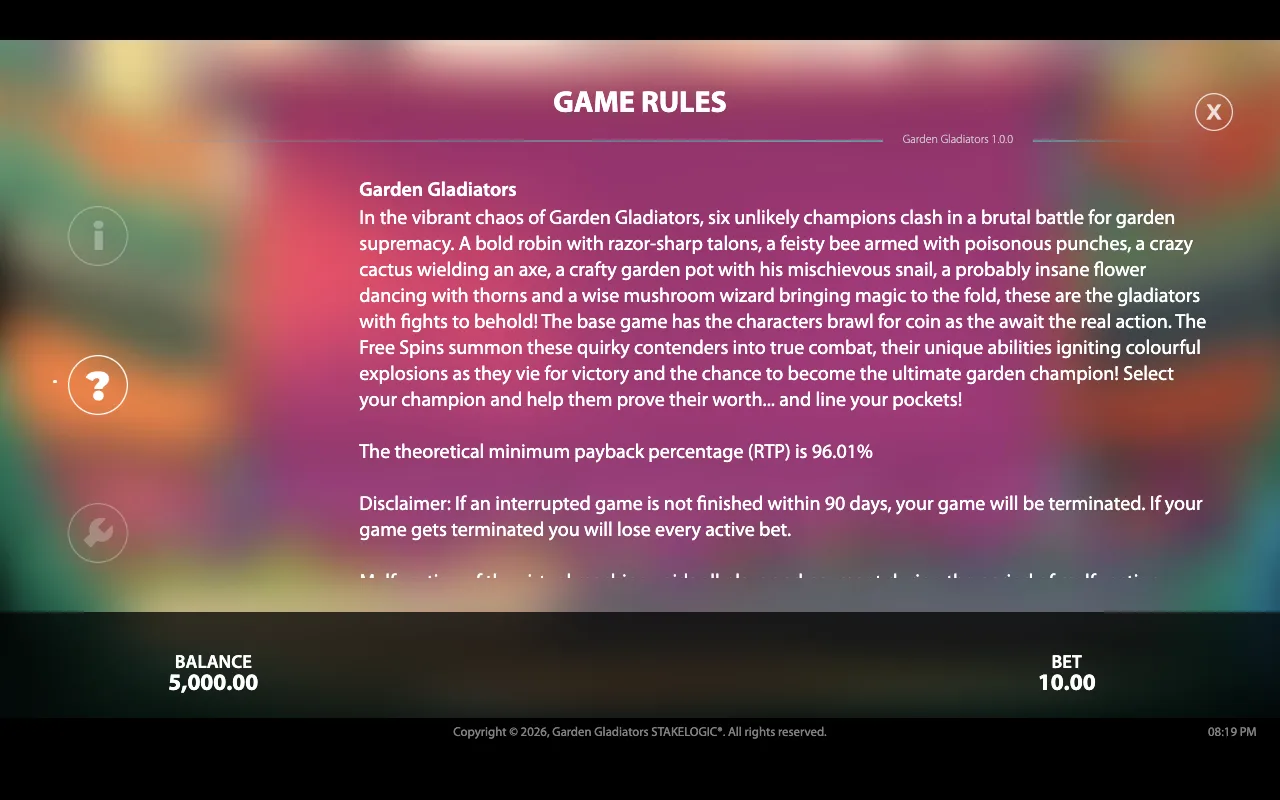 Game rules — Garden Gladiators